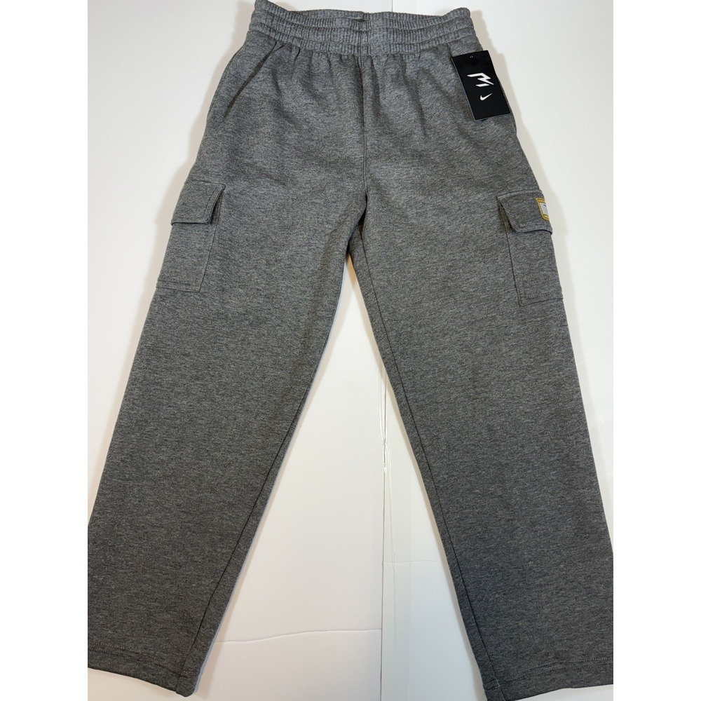Nike 3Brand Sweatpants Youth Boys M Gray Fleece Cargo Straight Open Hem Baggy